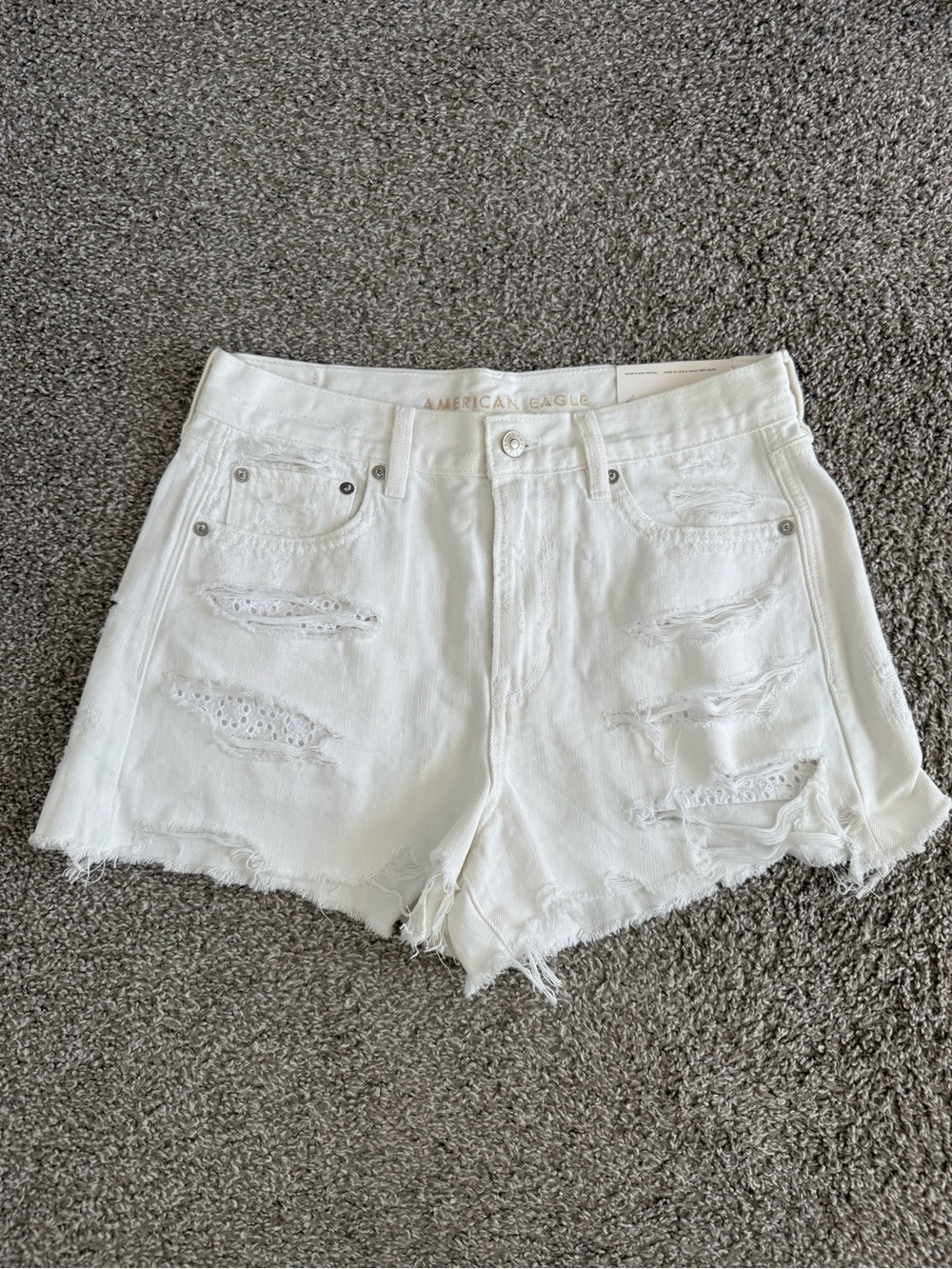 AMERICAN EAGLE | Super Hi-Rise White Denim Festival Short - Size 30